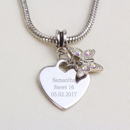 Butterfly Charm Necklace Personalised